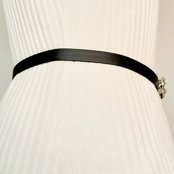 Rhinestone Studded Washer Ring Buckle Skinny Belt Adjustable Medium To Small - Picture 5 of 12